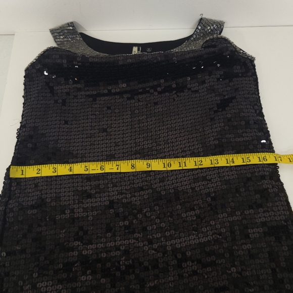 Miss Me Sequin & Beaded Mini Cocktail Black Top/ Dress - Picture 6 of 11